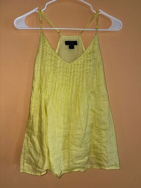 Willi Smith Bright Yellow Linen Camisole with Pintuck Detail